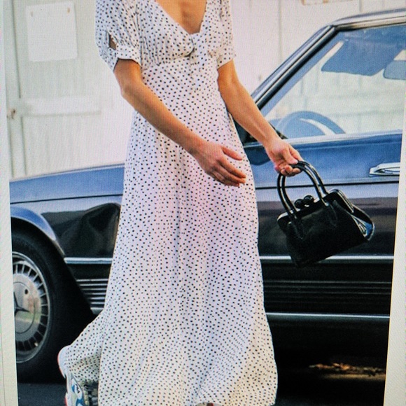 UO Polka Dot Tie-Front Midi Dress - Picture 5 of 10